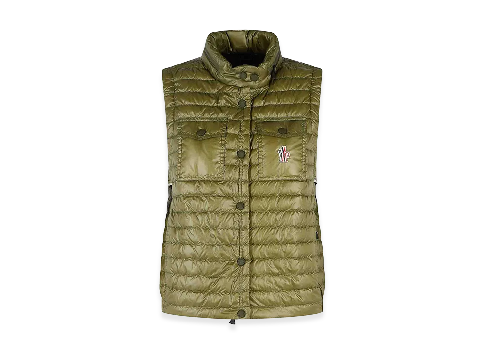 MONCLER Women's Gumiane Padded Vest With Polyamide Hood "Green"