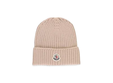 MONCLER Kids Logo Beanie Hat "Beige"