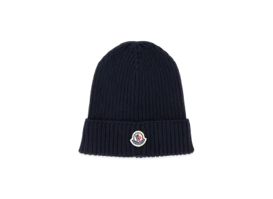 MONCLER Kids Logo Beanie Hat "Blue"