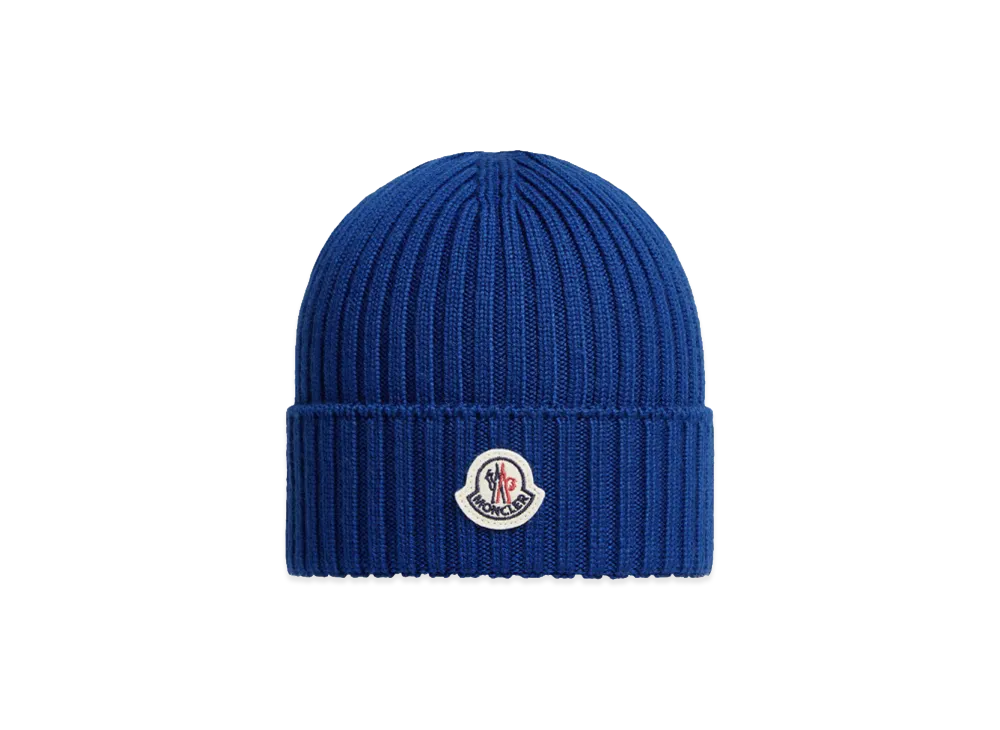 MONCLER Kids Logo Beanie Hat "Blue"