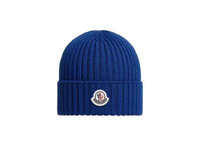 MONCLER Kids Logo Beanie Hat "Blue"