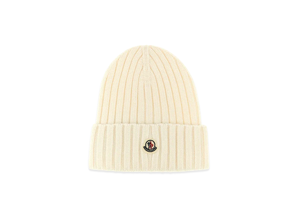MONCLER Women's Logo Patch Beanie "White"
