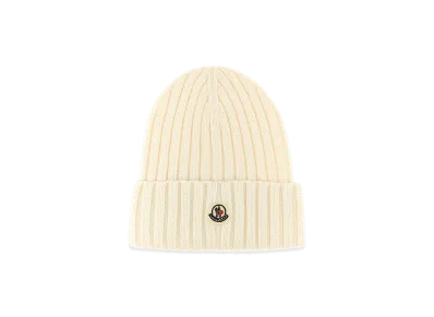 MONCLER Women's Logo Patch Beanie "White"