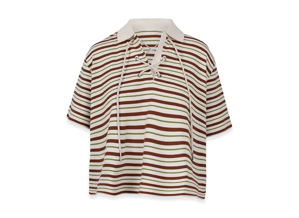 MONCLER Women's Striped Cotton Polo Shirt "Beige"
