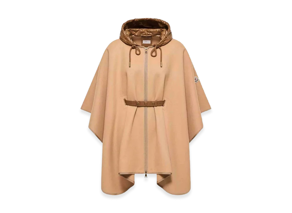 MONCLER Women's Wool Blend Cape "Camel"