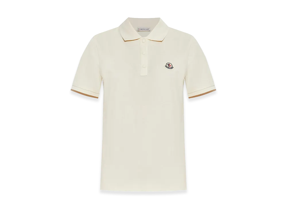 MONCLER Women's Pique Polo Shirt With Logo Patch "White"