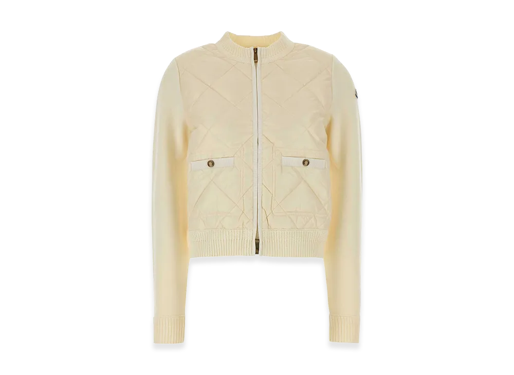 MONCLER Women's Quilted Knit Cardigan "Off-White"