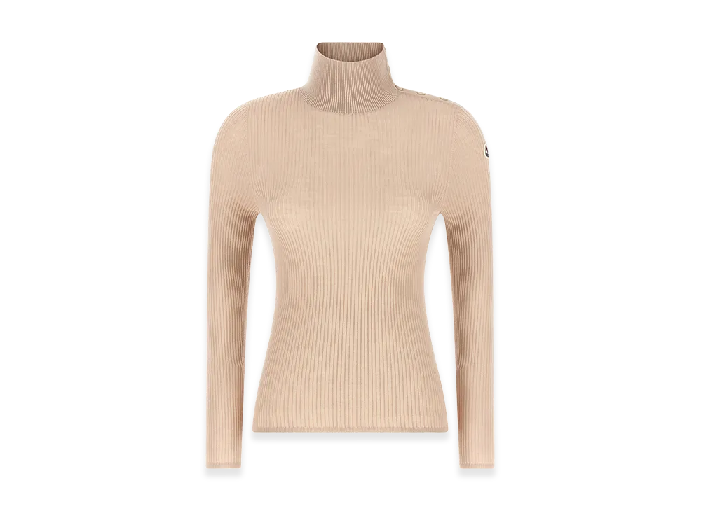 MONCLER Women's Textured Wool Turtleneck Sweater "Beige"