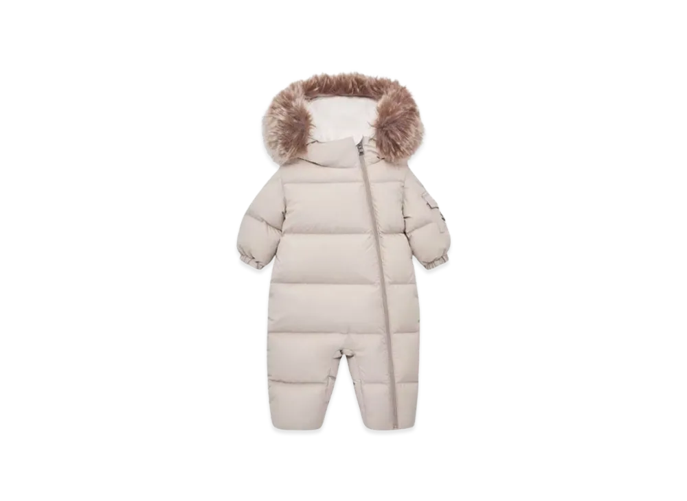 MONCLER Kids Hooded Down Snowsuit "Light Beige"
