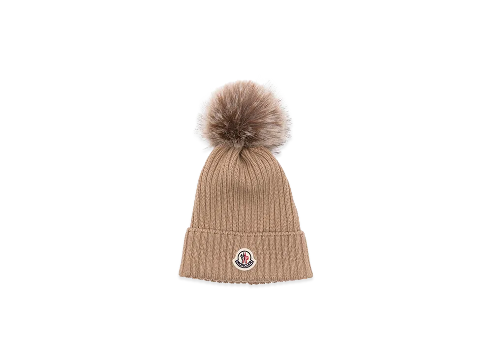 MONCLER Kids Beanie Hats "Beige"