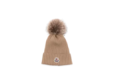MONCLER Kids Beanie Hats "Beige"