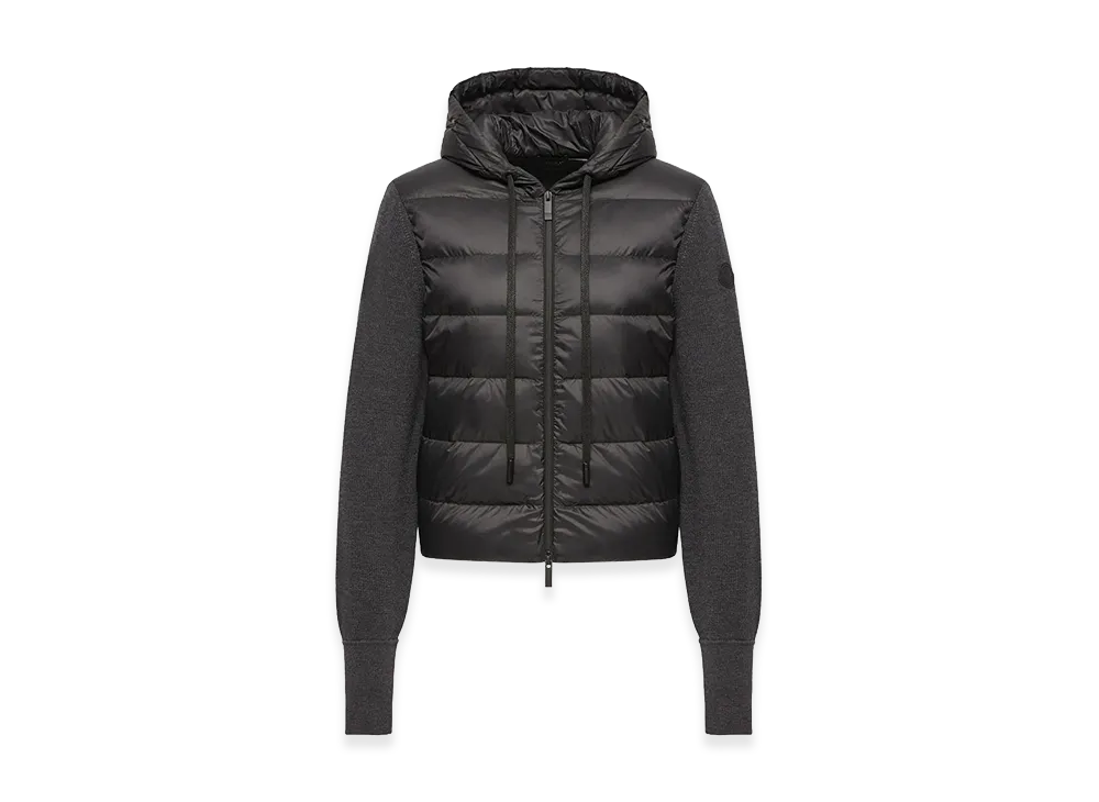 MONCLER Women's Wool Hooded Padded Zip-Up Cardigan "Dark Gray"