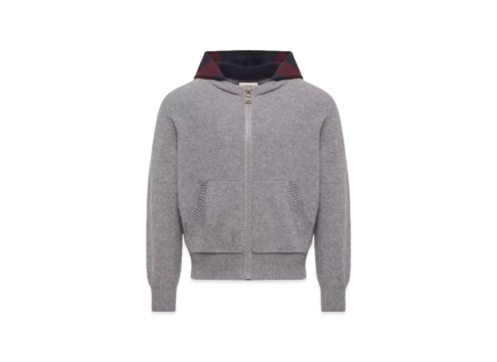 MONCLER Kids Wool And Cashmere Zip-Up Hooded Cardigan "Gray"