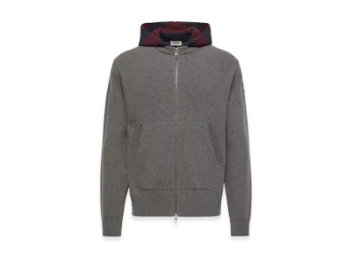 MONCLER Wool Striped Hood And Cashmere Cardigan "Gray"
