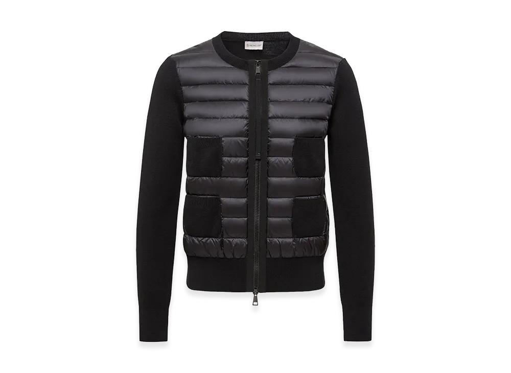 MONCLER Women's Padded Wool Zip-Up Cardigan "Black"