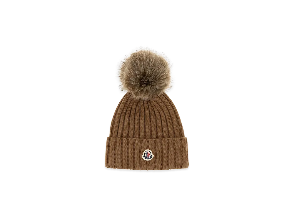 MONCLER Women's Wool Beanie Hat "Brown"