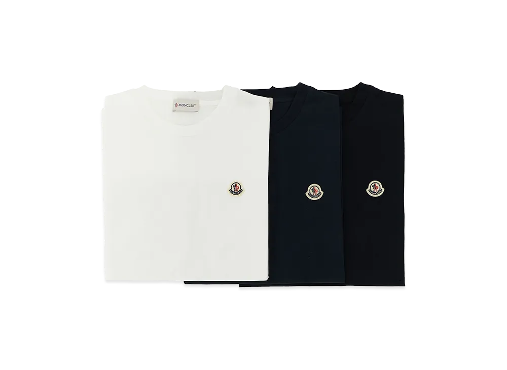 MONCLER Kids 3-Pack Logo Patch T-Shirt "White/Navy/Black"