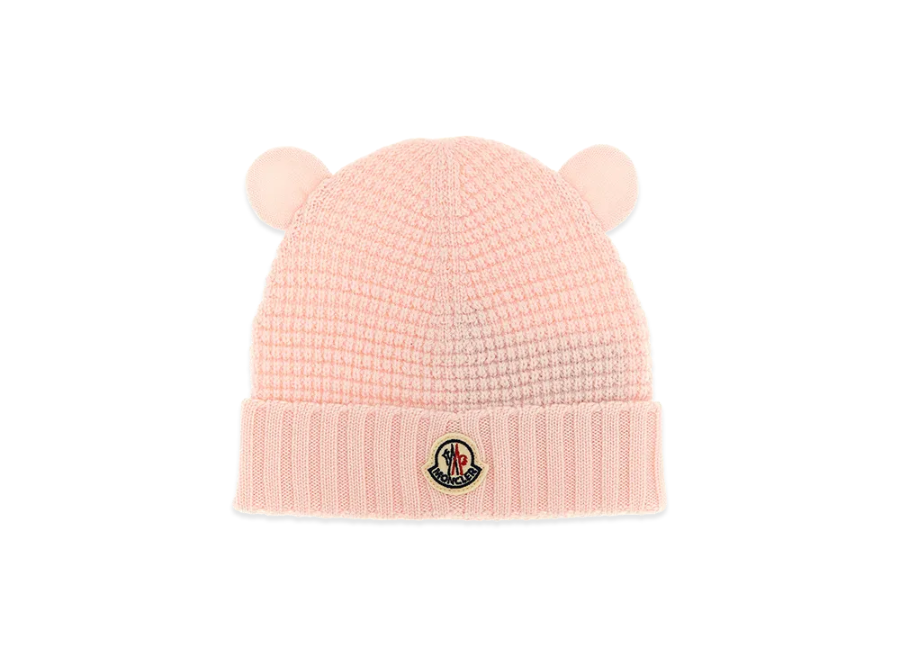 MONCLER Kids Teddy Bear Ear Beanie "Pink"
