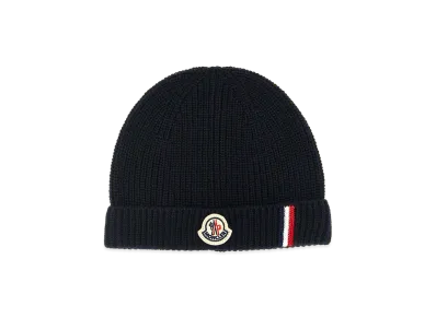MONCLER Kids Tricolor Detail Beanie "Navy Blue"