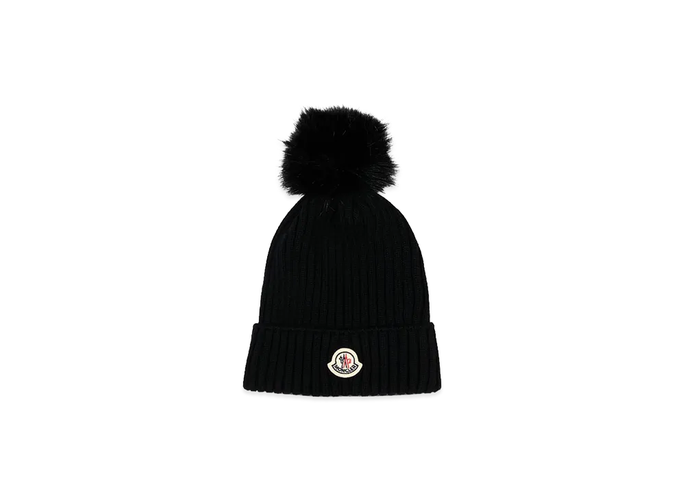 MONCLER Kids Pon Pon Wool Beanie "Black"