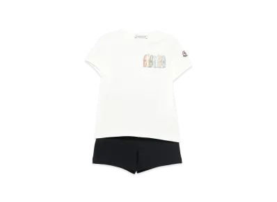 MONCLER Kids Sretch Cotton T-Shirt And Shorts Set "White/Black"