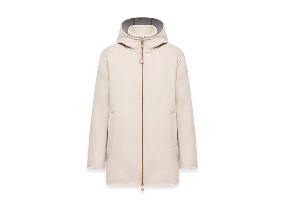 MONCLER Women's Hooded Wool And Cashmere Down Jacket "Light Beige"