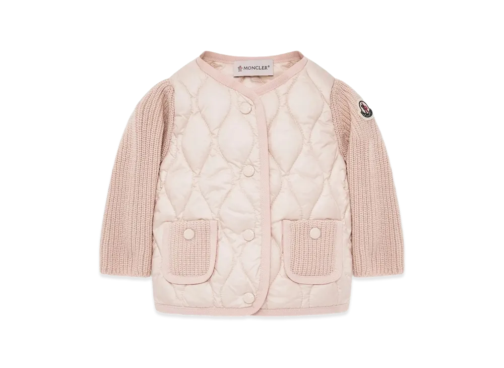 MONCLER Kids Quilted Knit Sleeves Cardigan "Pink"