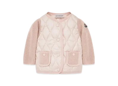 MONCLER Kids Quilted Knit Sleeves Cardigan "Pink"