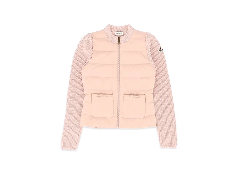 MONCLER Kids Down Panel Zip Up Cardigan "Rose"