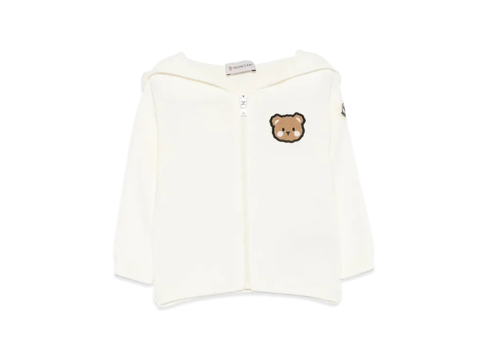 MONCLER Kids Cotton Zip Up Hoodie "White"