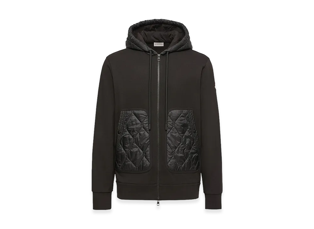 MONCLER Diamond Quilted Cotton Blend Zip-Up Hoodie "Black"