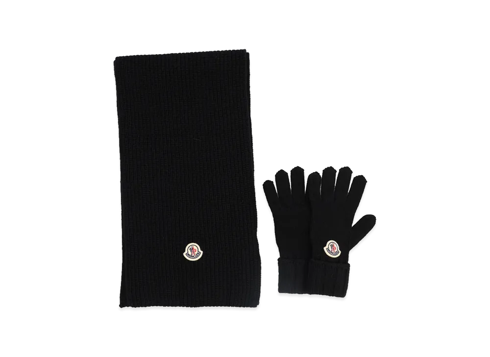 MONCLER Kids Scarf and Gloves Set "Black"