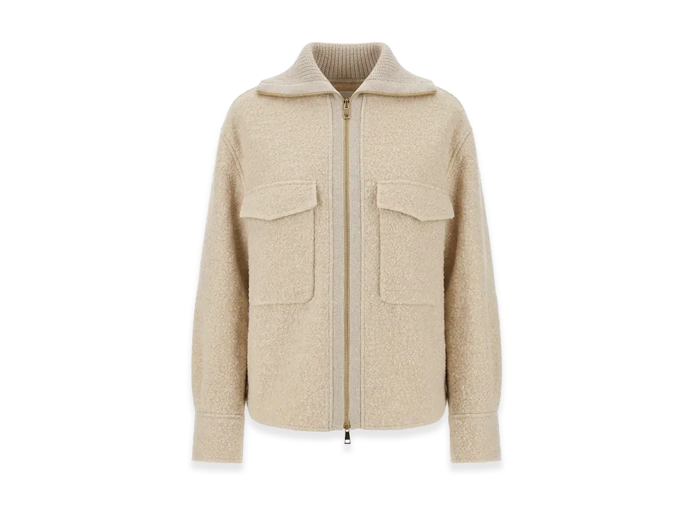 MONCLER Women's Zipped Overshirt "Beige/White"