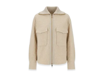 MONCLER Women's Zipped Overshirt "Beige/White"