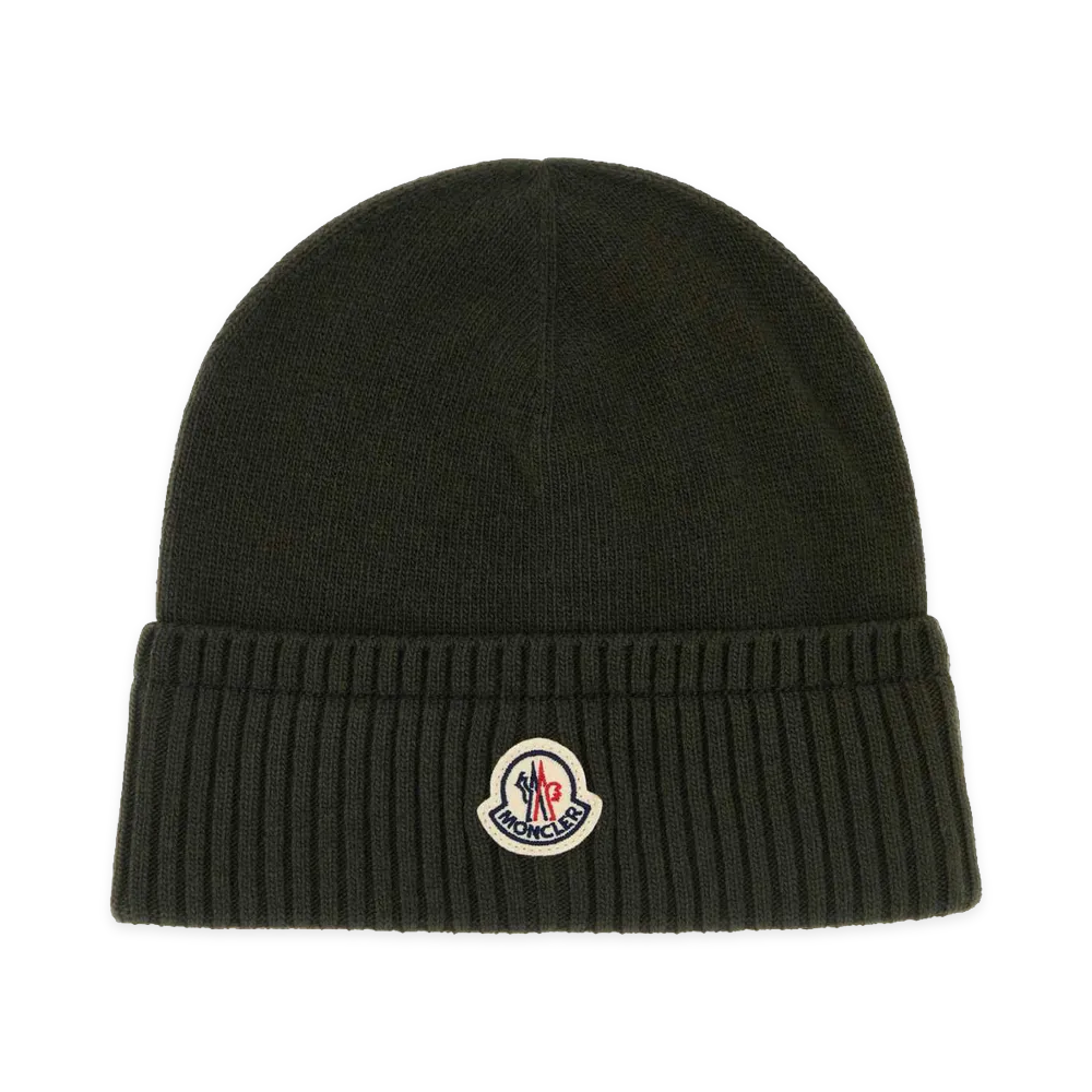 MONCLER Wool Blend Beanie Hat "Militarygreen/Olive Green"