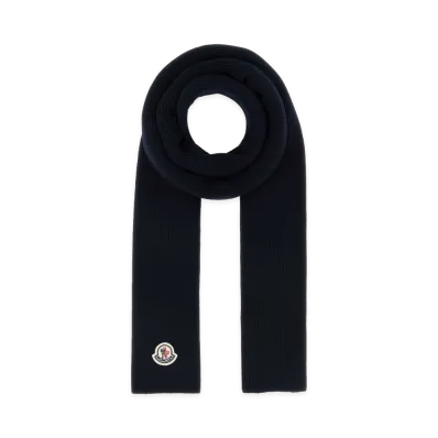 MONCLER Wool Scarf "Midnight Blue"