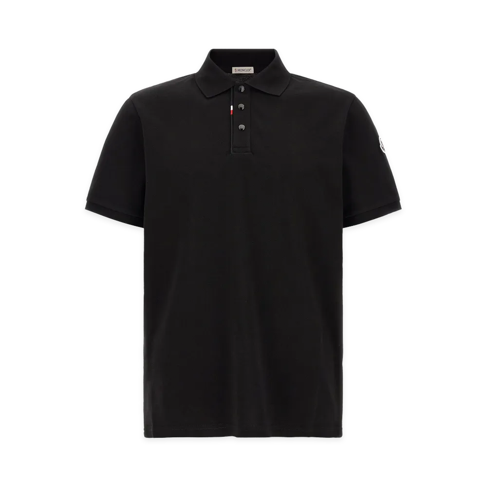 MONCLER Tricolor Detail Polo Shirt "Black"