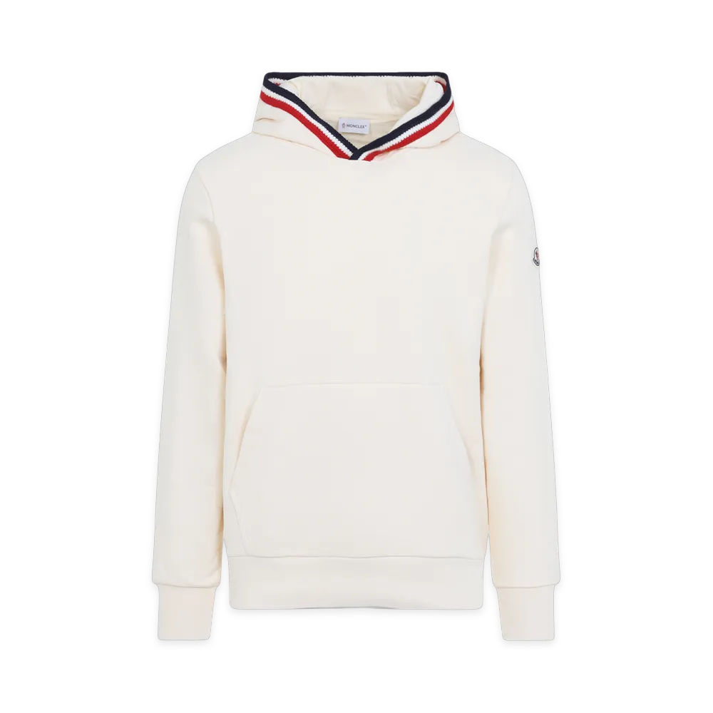 MONCLER Felpa Con Cappuccio Con Profili A Righe "Beige"