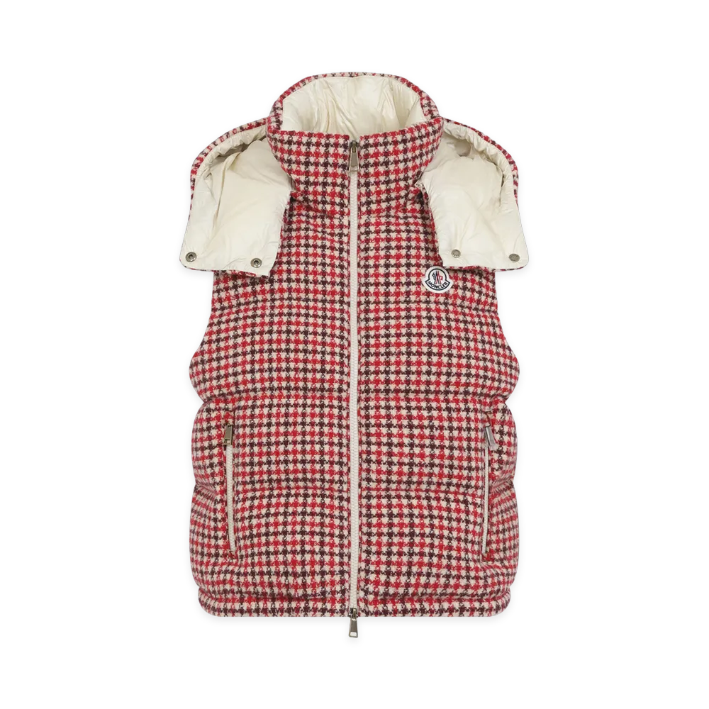 MONCLER Women's Check Niverolle Vest Jacket "Pink/Red"