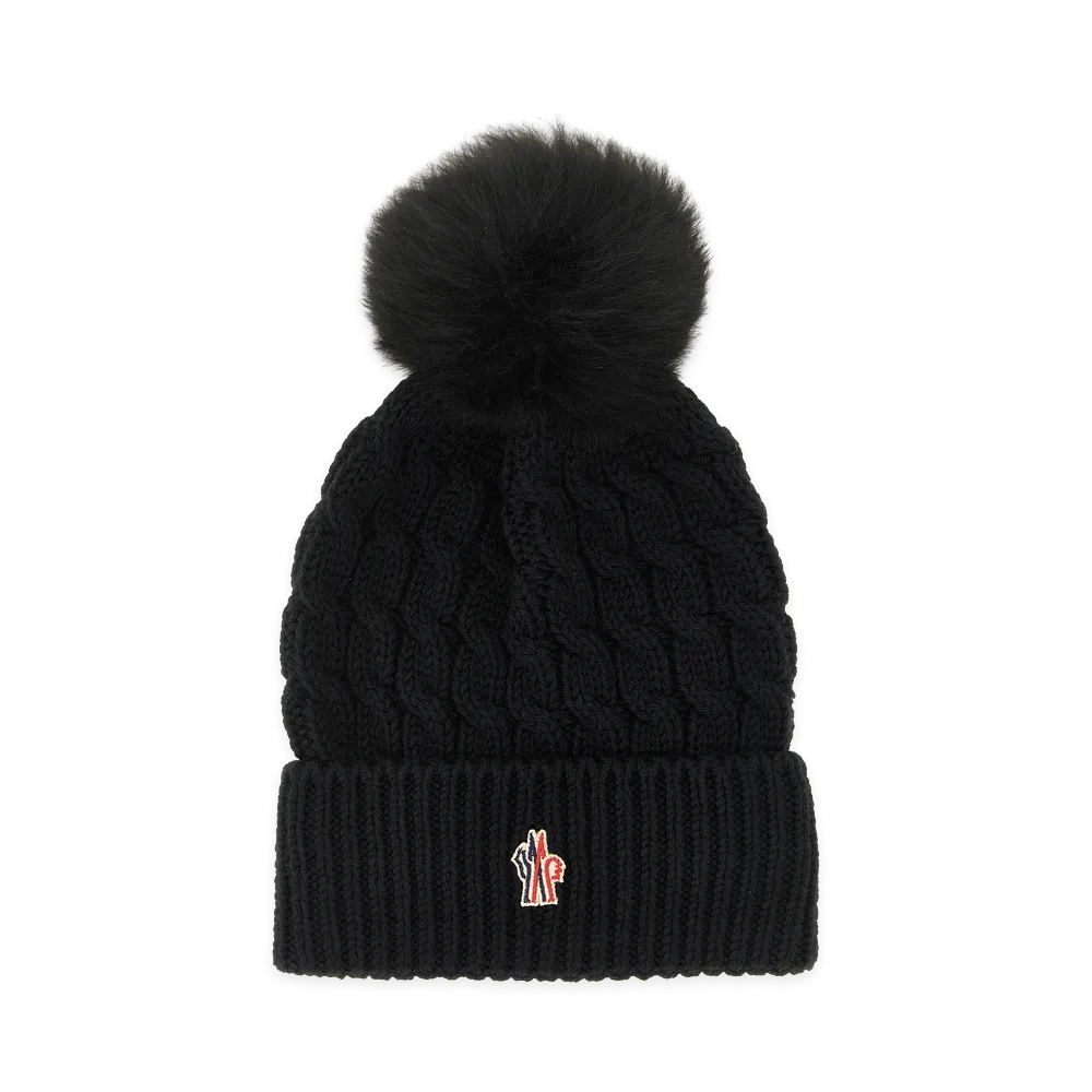 MONCLER Women's Wool Beanie With Pon-Pon "Black"