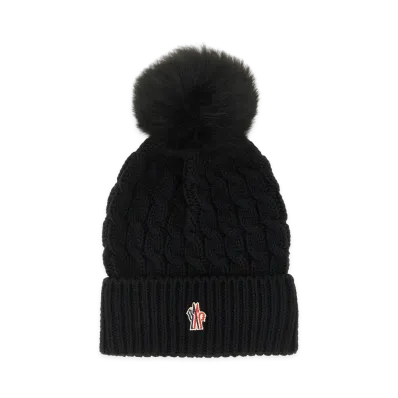 MONCLER Women's Wool Beanie With Pon-Pon "Black"