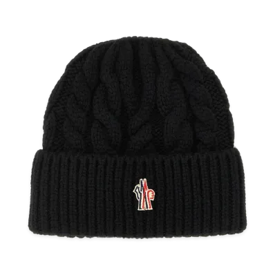 MONCLER Women's Logo Patch Beanie "Black"