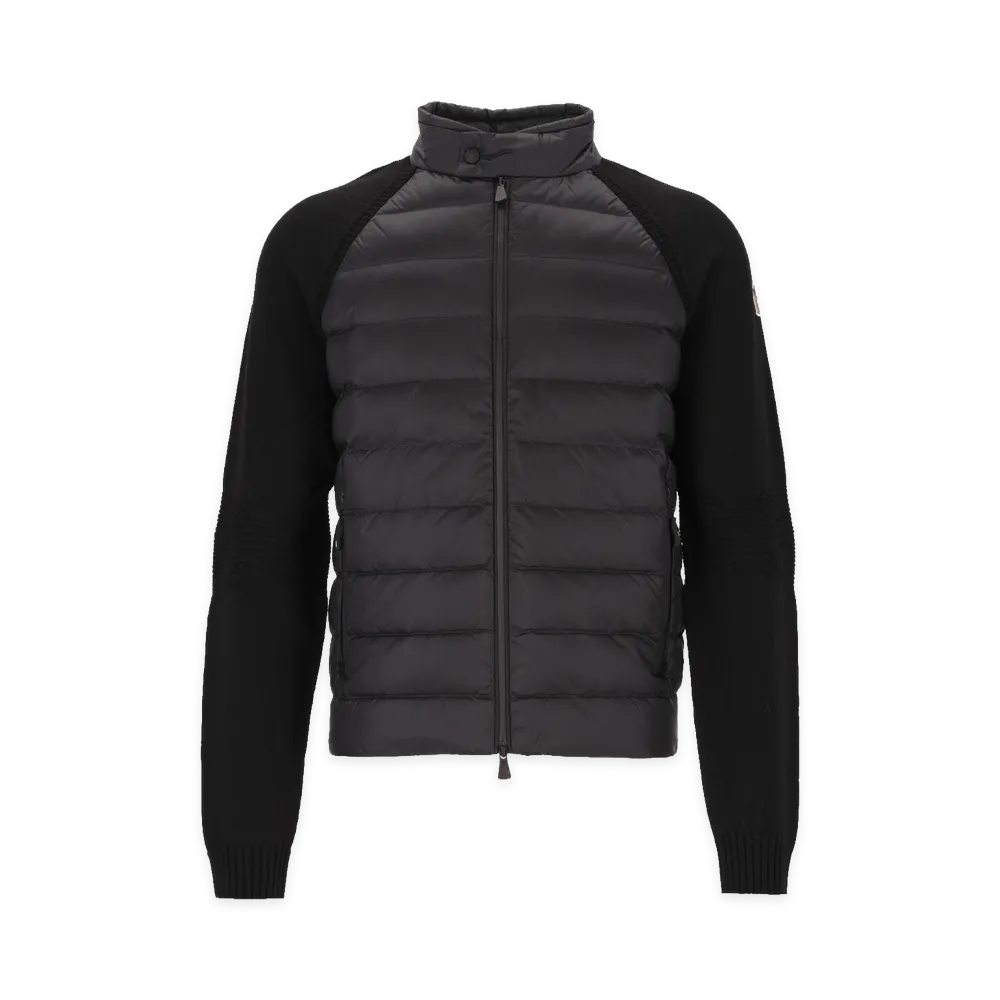 MONCLER Wool-Blend Zip-Up Padded Cardigan "Black"