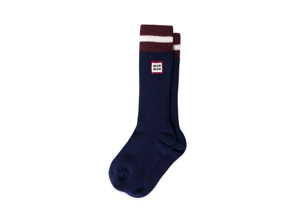 MIUMIU Wool and Cashmere Socks "Navy"