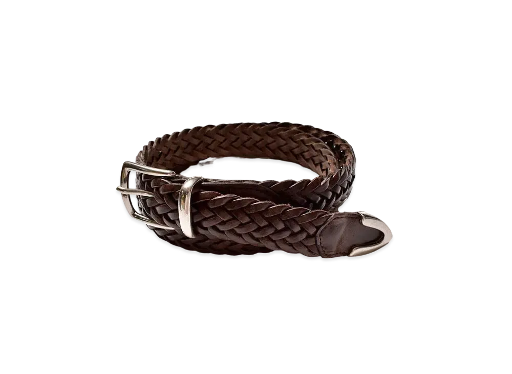 MINEDENIM Pull Up Leather Mesh Belt "Brown"