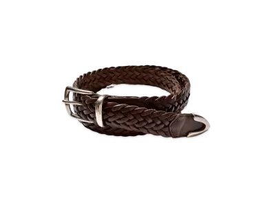 MINEDENIM Pull Up Leather Mesh Belt "Brown"
