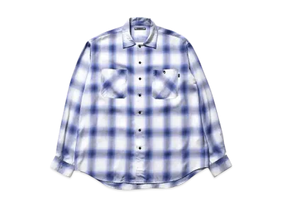 MINEDENIM x CDL Rayon Ombre Check Loose Work Sihrt "Blue"