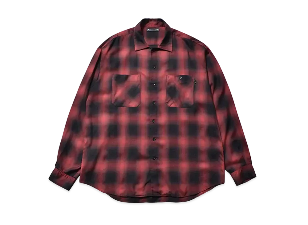 MINEDENIM x CDL Rayon Ombre Check Loose Work Sihrt "Red"