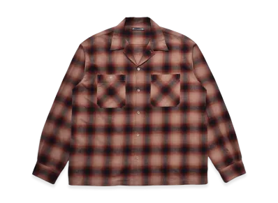 MINEDENIM C.Flannel Ombre Open Collar SH "Red"