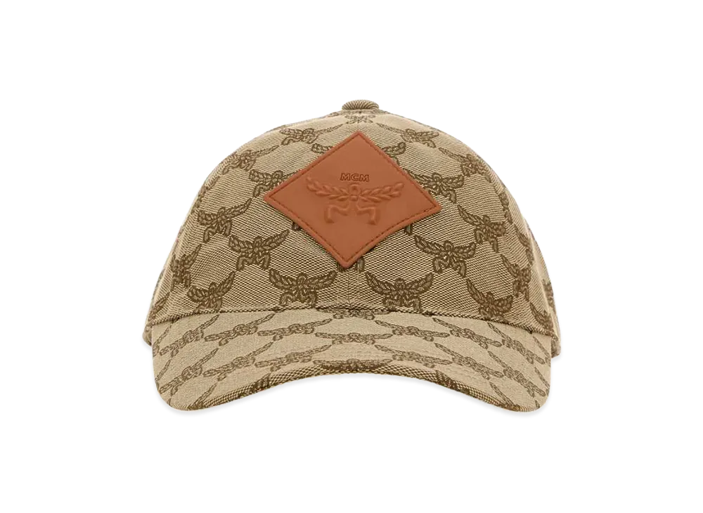 MCM Women's Embroidered Polyester Blend Baseball Cap "Beige/Brown"